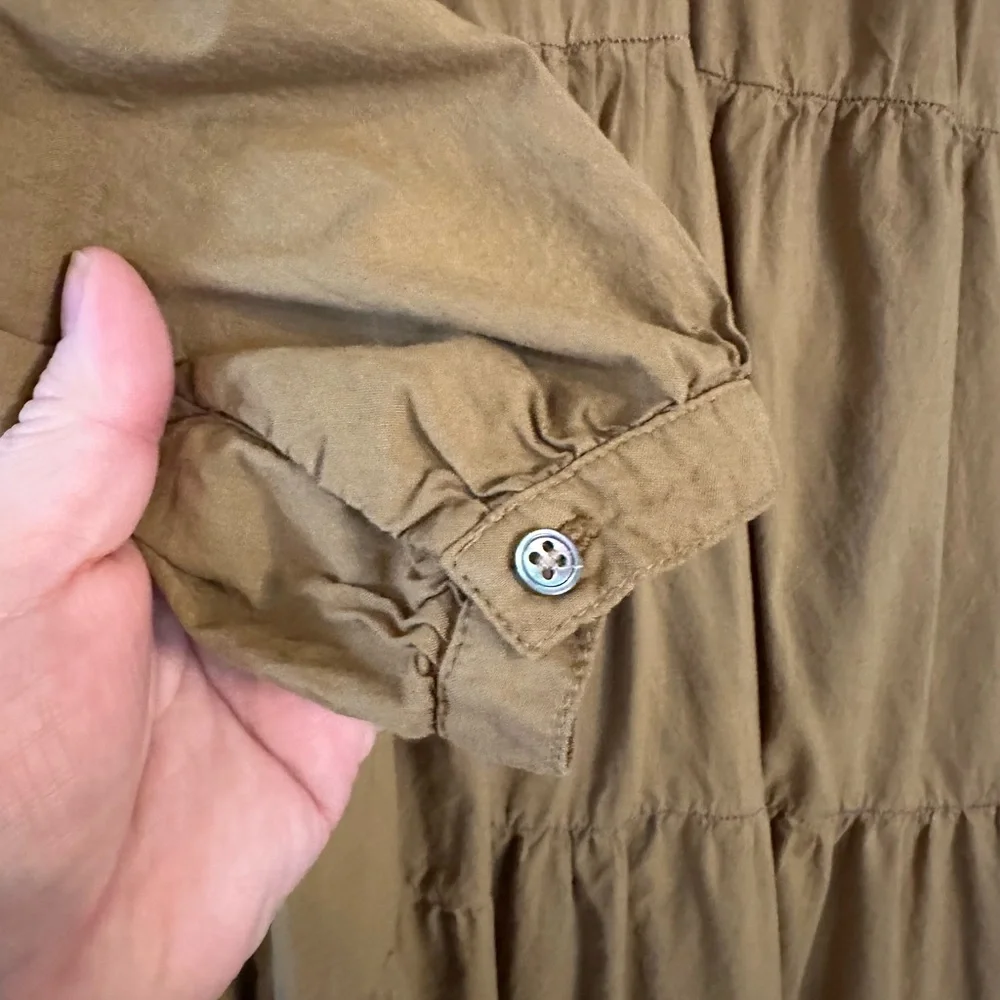 Xirena Tiered Blouson-Sleeve Poplin Midi Dress Size Large Hazelnut. - Picture 3 of 6